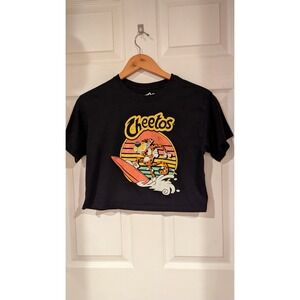 Cheetos Graphic‎ Crop Top Surfing Chester Cheetah Black T-Shirt S/M
